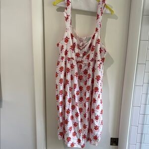 Jcrew J Crew White Sundress with Pink & Red Floral Print